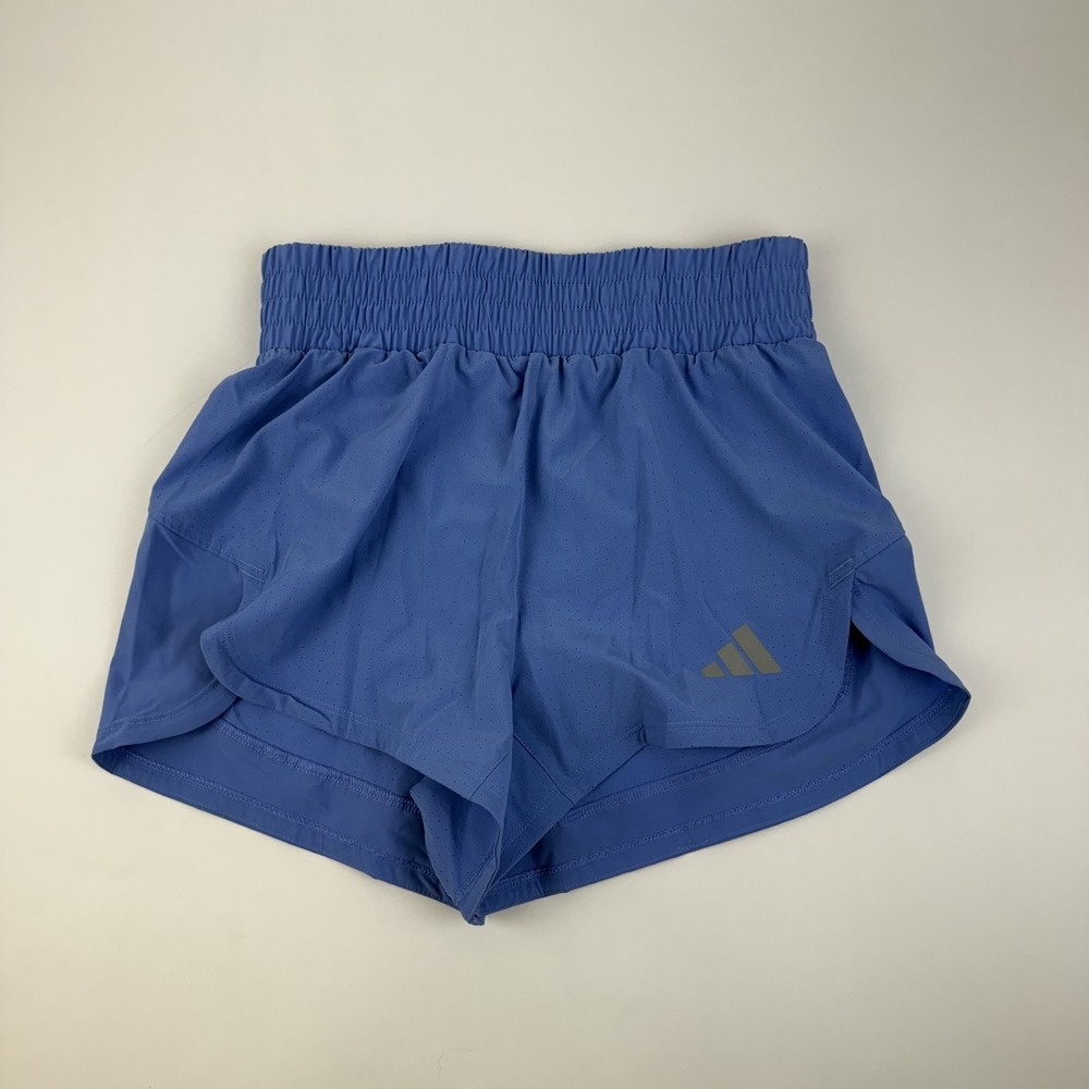 New Womens Adidas Tech Pacer Blue Perforated Woven Training Shorts Size XS 3"
